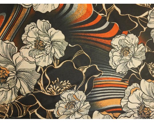 Single Jersey Printed Fabric - Dark Flowers